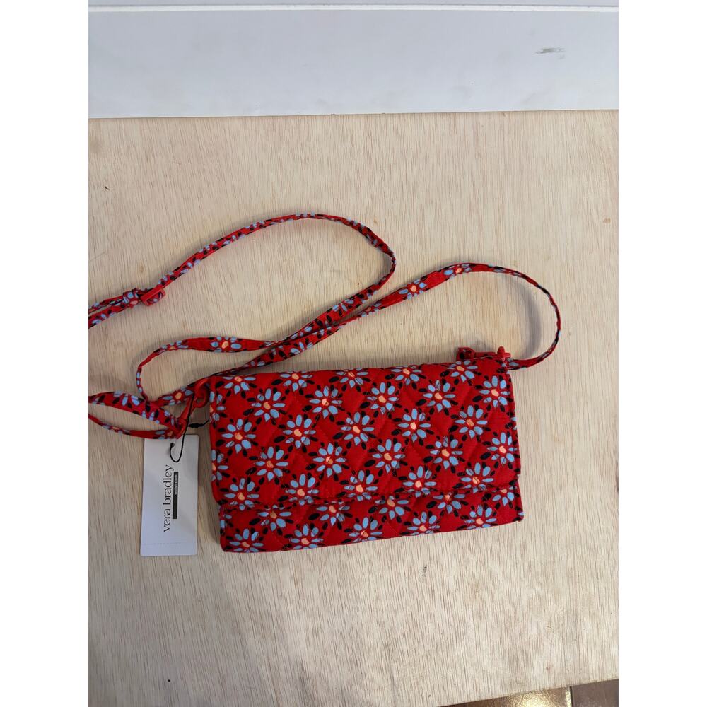 Vera Bradley Essential Tab Wallet Venetian Flowers Red Crossbody NWT